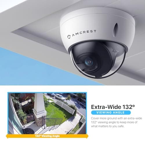 Amcrest 5MP POE Camera, Outdoor Vandal Dome Security POE IP Camera, 5-Megapixel, 98ft NightVision, 2.8mm Lens, IP67, IK10 Resistance, MicroSD 256GB (Sold Separately), Cloud, NVR (IP5M-D1188EW-AI-V3) 5