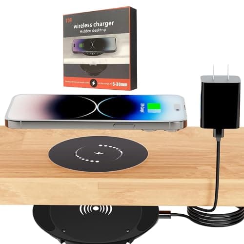 Hopopower Invisible Wireless Charger,15-30mm Under Desk Wireless Charger,Under Counter Wireless Charging Station for iPhone15/15 Plus/15 Pro Max/14 Pro/14 Pro Max/13(QC3.0 Adapter Included)