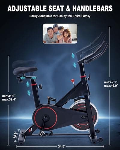 Kawnina Exercise Bike for Home with Connected App - Indoor Cycling Stationary Bike with 350LBS Weight Capacity, Comfortable Seat Cushion, Silent Belt Drive and LCD Monitor 7