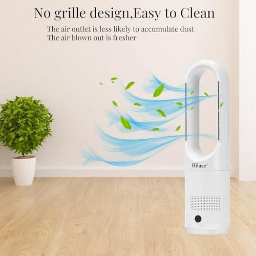 Hiluce All Season Bladeless Fan, 1400W Space Heater & 40W Tower Fan Combo with Remote,25dB Quiet Heater Fan Combo,90° Oscillation,8 Speeds, 9H Timer,Fast Safety Heat for Bedroom, Kitchen, Office 22" 9