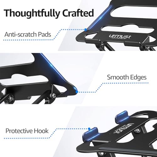 Urmust Laptop Notebook Stand Holder Adjustable Laptop Stand Portable Computer Riser Compatible with MacBook Air Pro HP Dell XPS Lenovo All Laptops 10-15.6"(Black) 8