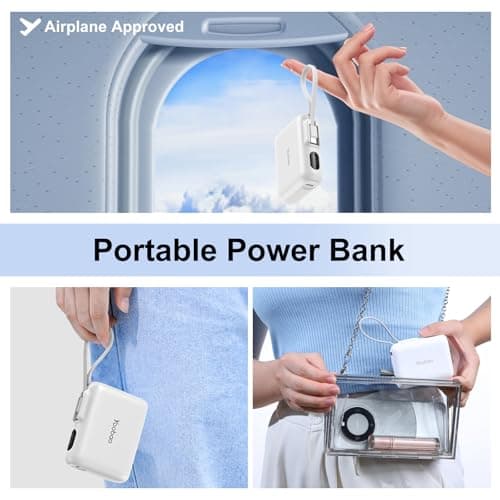 Yoobao Portable Charger with Built in Cable USB C, 10000mAh Power Bank Fast Charging, LED Display Cell Phone Travel Essentials, Battery Pack for iPhone/15/16 for Android 2