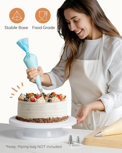 Kootek Cake Stand, 11 Inch Rotating Cake Turntable for Decorating, Display & Baking, Smooth Revolving Spinner Stand (White) 5