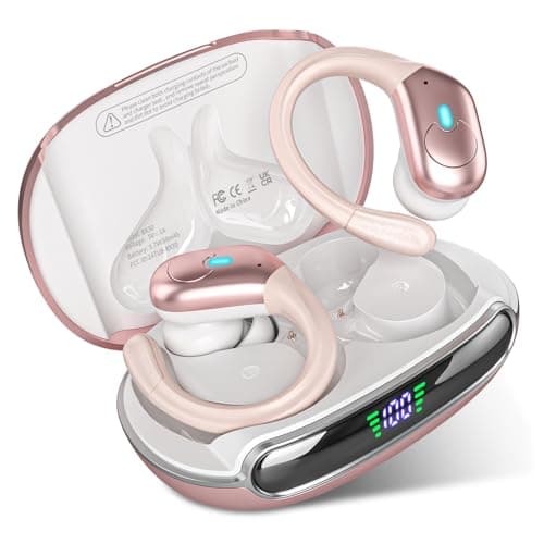 sajawass Wireless Earbuds, Bluetooth Headphones 5.3 HiFi Stereo Ear Buds, 80H Bluetooth Earbuds with Dual LED Display Charging Case, IPX7 Waterproof Earphones for Android iOS Rose Gold