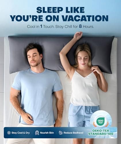 Ice Cooling Body Pillowcase for Hot Sleepers, Stay Cool All Night, Silky Touch Long Body Pillow Cases with Invisible Zipper, Soft Breathable Body Pillow Cover, Gift for Men Women - 20"x54", Dark Gray 7