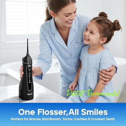 Nicwell Water Dental Flosser Pick for Teeth: 4 Modes 300ml Cordless Portable Rechargeable Oral Irrigator IPX7 Waterproof Cleaner Pik Deep Cleaning Flossing Pic Machine for Home Travel 8