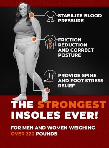 CRUVHEAL 220+ lbs Plantar Fasciitis High Arch Support Insoles Men Women - Orthotic Shoe Inserts - Boot Work Shoe Insole (M, Black) 2