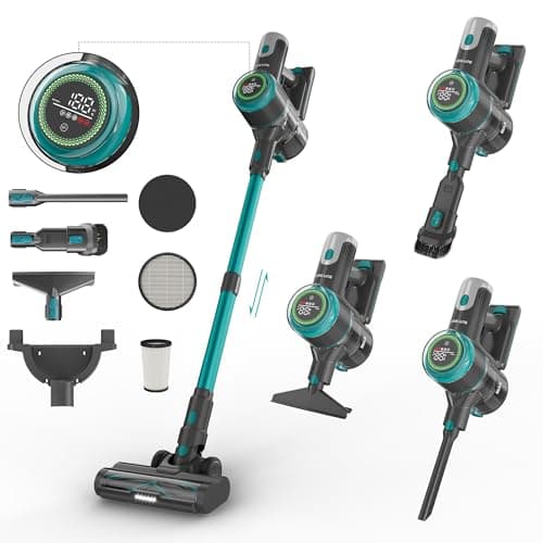 BUTY BULU Cordless Vacuum Cleaner, Stick Handheld Rechargeable 4-in-1 Vacuum for Home Hardwood Floor Carpet Pet Hair Dust Cleaning, 45Kpa Powerful Up to 50Mins Running Time, LED Display Screen