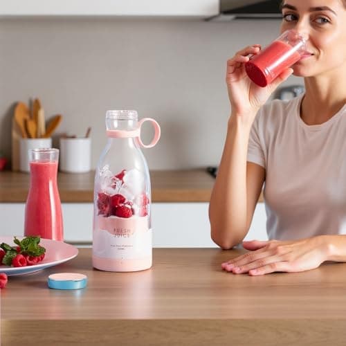 Portable Personal Mini Blender for Smoothies: 11.8 fl oz Small Juicer Cup for Protein Shakes with Wireless Charging - Great for Women Fitness & Dieters - Ideal for Gym Travel Office Use 5