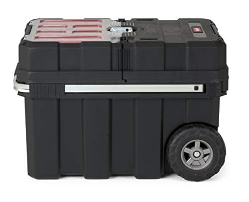 Keter Masterloader Resin Rolling Tool Box with Locking System and Removable Bins – Perfect Organization and Storage Chest for Power Drill, Tape Measure, and Screwdriver Set, Black 12
