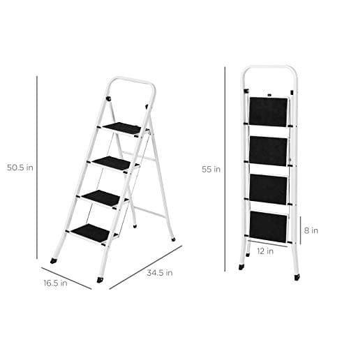 Best Choice Products 4-Step Portable Folding Heavy-Duty Steel Ladder w/Hand Rail, Wide Platform Steps, 330lbs Capacity 6