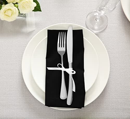 Utopia Kitchen Black Cloth Napkins [12 Pack, 18x18 Inch] Absorbent Cotton Blend Washable and Reusable for Dinner, Restaurant, Lunch, Wedding and Hotel 6