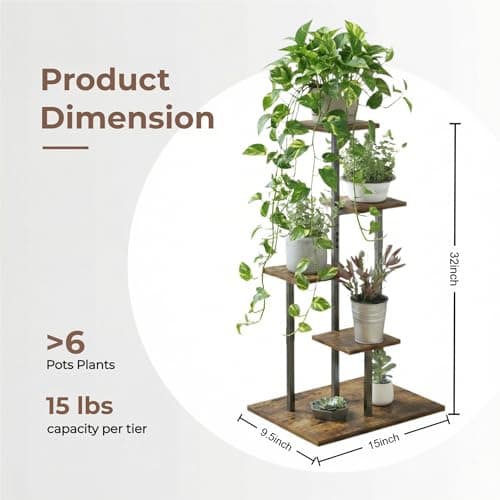 VonDream 4 Tier Plant Stand Indoor, Tiered Plant Stands for Indoor Plants Multiple, Corner Flower Stand for Living Room, Multi-Layer Vintage Design Plant Shelf 6