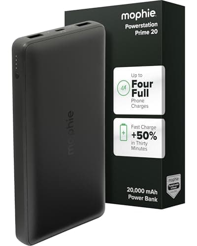Mophie Powerstation Slim 20,000mAh Power Bank | Thin Extended Power | 15W, Multi-Device
