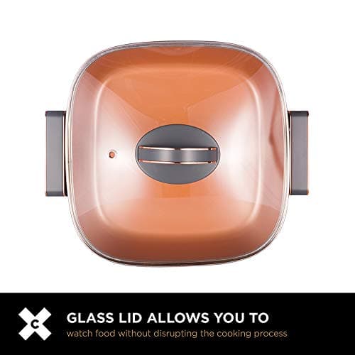 Crux Extra Deep Nonstick Scratch Resistant Electric Skillet with Removeable Temperature Probe, 12" x 12", silver (14620) 8