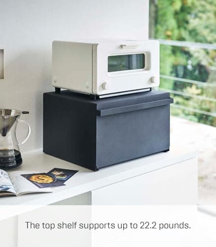 YAMAZAKI Home Tower Bread Box Keeper Holder Container, Metal Bread Holder Saver, Slim Space Saving Counter Storage - Steel 6