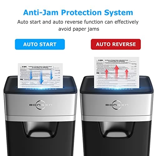 BONSEN 16-Sheet Heavy Duty Paper Shredder for Office, 60-Minute Running Time Cross-Cut CD Shredder with 60dB Low-Noise, 5.3-Gallon Pull Out Bin, Anti-Jam & Quiet Shredder for Home Office (S3102) 5