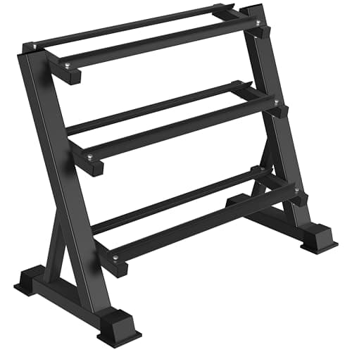 3 Tier Dumbbell Rack, 1200LBS Heavy Duty Weight Rack for Home Gym, Adjustable Storage Organizer for Free Weights, Quick & Easy Assembly, Dumbbell Rack Stand Only
