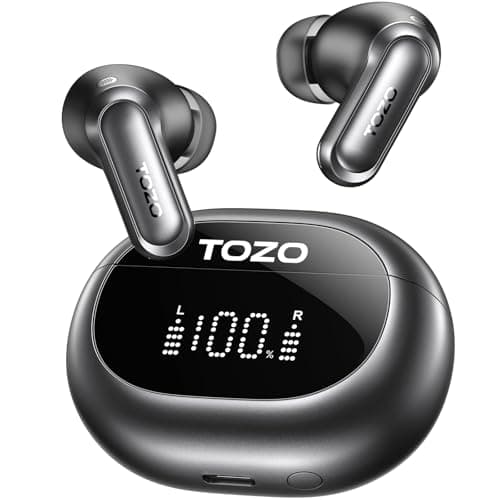 TOZO NC20 Active Noise Cancelling Wireless Earbuds, LDAC Hi-Res Sound Bluetooth Headphones, 6 Mics AI Call Ear Buds 80H Playtime, Dual Pairing, 32 EQ via App, IPX8 Waterproof, Wireless Charging Case