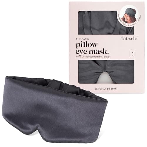 Kitsch Satin Sleep Mask - Eye Masks for Sleep, Softer Than Silk Satin Sleeping Mask Blindfold and Sleep Masks for Women and Men, Eye Care Travel Essentials - Charcoal Black 7