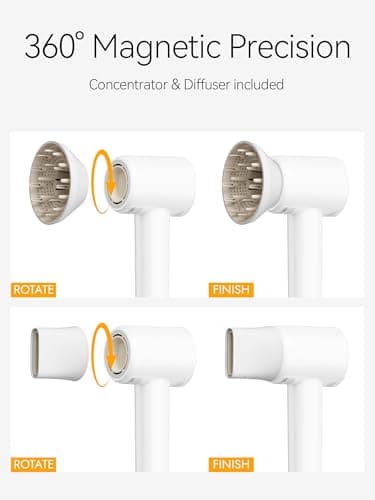 Tideway Hair Dryer, Blow Dryer with Diffuser, Ionic Professional High-Speed 1500W Low-Noise, 110,000 RPM Brushless Motor, Fast Drying, Travel Compact for Women & Men (Gold) 6