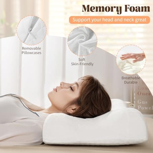 LBRO2M Beauty Pillow for Back and Side Sleeper Anti Wrinkle, Anti Aging Memory Foam Pillows Relief Neck and Shoulder Pain Side Sleep Pillow (White) 5