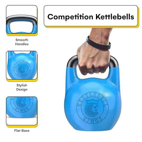 Kettlebell Kings Competition Kettlebells Weight - 33mm handle - 4-32 KG - Hand weights Workout Gym Equipment and Strength training sets for Women and Men - Weights set for Home Gym 5