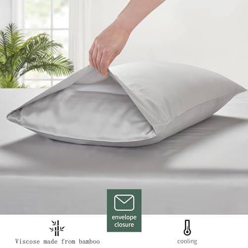 ENDLESS WARMTH Pillow Cases Set of 2 - Cooling Pillowcase 2 Pack with Envelope Closure, Cool Chill & Breathable Pillow Case (20"X30"-Pillowcase(2pc),Silver) 6