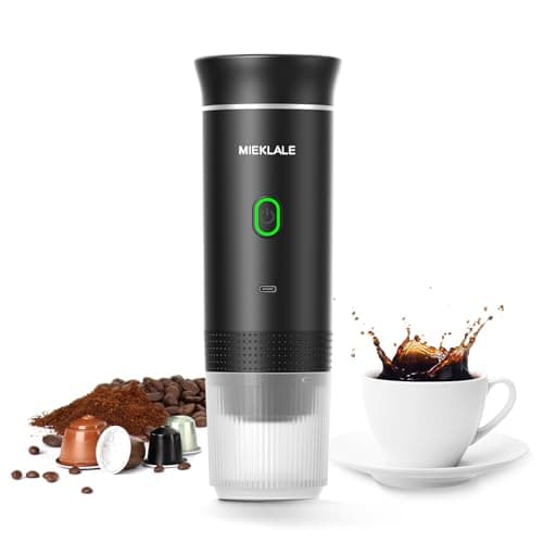MIEKLALE Portable Electric Espresso Machine,Self-Heating Electric Coffee Maker with Type-C, Compatible with Ground Coffee & NS Capsule for Travel,Outdoor
