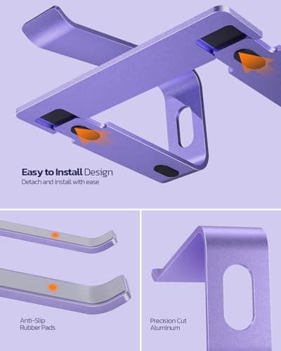 Nulaxy Ergonomic Aluminum Laptop Stand - Detachable Riser for 10-15.6' Laptops (Purple) 5