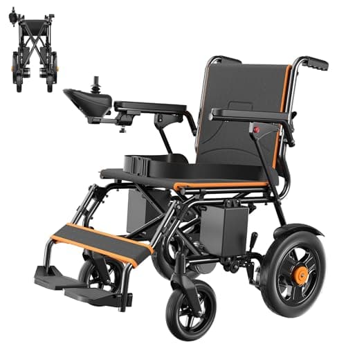 Electric Wheelchair for Adults, POWET Lightweight and Foldable Wheelchairs, Motorized Intelligent Wheelchair 16+ Miles Long Travel Range All Terrain Motorized Wheelchair with Powerful Motor (Black)