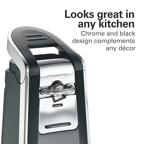 Hamilton Beach Smooth Touch Electric Automatic Can Opener with Easy Push Down Lever, Eliminates Sharp Edges, Opens All Standard-Size and Pop-Top Cans, Extra Tall, Black and Chrome (76606AG) 6