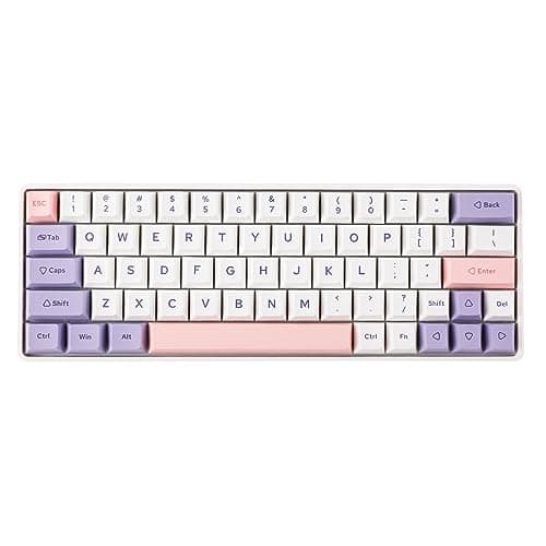 EPOMAKER EP64 60% Mechanical Keyboard, Wireless Gaming Keyboard, 2.4GHz/Bluetooth 5.0/USB-C Custom Keyboard, Hot Swappable, NKRO, Programmable wtih Dye-sub PBT Keycap for Mac/Win (Wisteria Switch)
