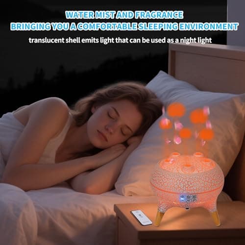 BOHOFAM Jellyfish Essential Oil Diffuser 250ML,Aroma Diffuser Hears Sound to Spray Dancing Jellyfish Mist,7 Colorful Lights, 4 * 10ML Hotel Collection Diffuser Oils Scents for Home Bedroom(White) 6
