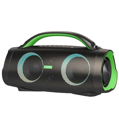 DOSS Extreme Boom Pro Loud Bluetooth Speaker with 100W Stereo Sound, Extra Bass, 20H Playtime, Party-Sync Led Lights, Built-in Power Bank, IPX6 Waterproof for Outdoor, Camping, Pool-Green