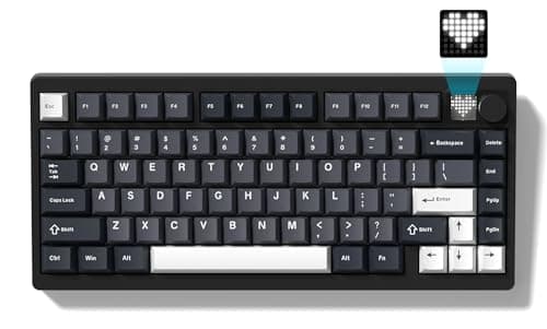 Womier 75% Wireless Mechanical Gaming Keyboard with Knob & Display, Bluetooth 5.0/2.4GHz/USB C Thocky Creamy Keyboard for PC Computer, 8000mAh Battery Hot Swappable Key Board for Win/Mac (MT75-Grey)