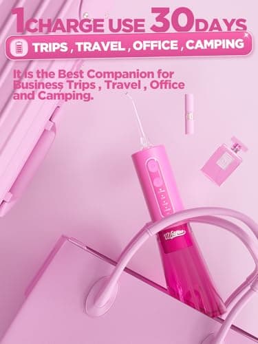 WELLFINE Water Dental Flosser Teeth Pick - 4 Modes Cordless Oral Irrigator 300ML Portable Rechargeable IPX7 Waterproof Powerful Battery Life Water Dental Piks for Cleaning for Home Travel (Magenta) 6