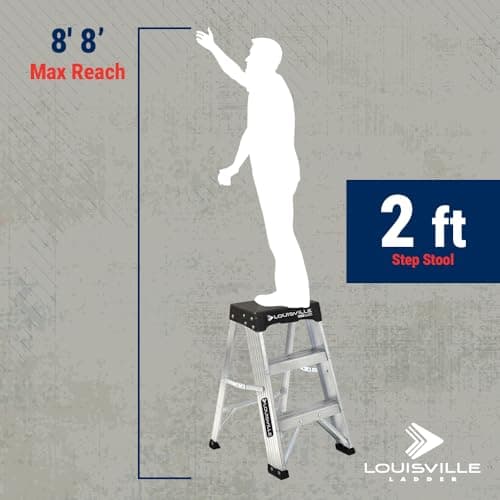 Louisville Ladder 2-Foot Aluminum Step Stool Industrial, 300-Pound Load Capacity, Type IA, AS3002 6