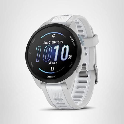 Garmin Forerunner 165, Running Smartwatch, Colorful AMOLED Display, Training Metrics and Recovery Insights, Whitestone 7
