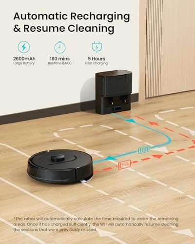 Vexilar Robot Vacuum and Mop with Self-Emptying, 5000Pa Robotic Vacuum with LiDAR Navigation, 60-Day Hands-Free Cleaning, 180 Mins Runtime, Home Mapping,No-Go Zones,Ideal for Pet Hair,Carpet (Large) 5