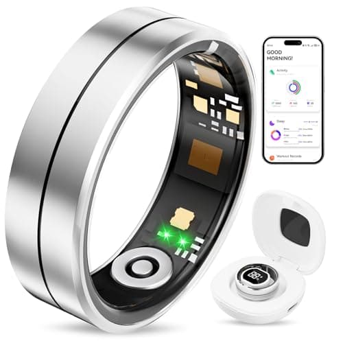 Fvtga Smart Ring for Women Men - Fitness Health Tracker with Sleep Monitoring Heart Rate and Activity Tracking,Blood Oxygen Monitor IP68 Waterproof No Subscription Fee iOS Android Compatible(Silver11)