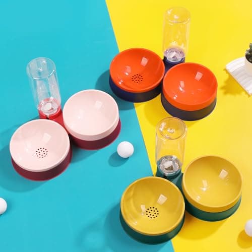 Cat Food Bowl, Cat Bowls Whisker Friendly with Water Dispenser for Cats and Small Dogs 6