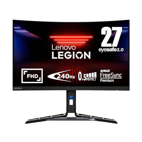 Lenovo Legion R27fc-30 Gaming Monitor, 27" FHD Curved, 280Hz, 0.5ms MPRT, AMD FreeSync, VESA Adaptive Sync, Lift/Tilt/Pivot/Swivel Stand, HDMI 2.1 and DisplayPort 1.4, 350 nits, Raven Black