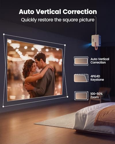 [Built-in Battery & Apps] Mini Projector with WiFi and Bluetooth, Battery Powered Projector 1080P, TOPTRO Smart Portable Projector, Auto Focus Keystone, Outdoor Movie Projector for Phone/TV Stick 5