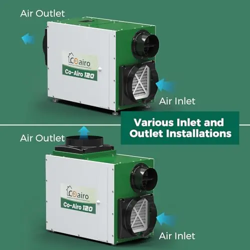 COAIRO Whole House Dehumidifier 208 Pint, Crawl Space Dehumidifier with Controller Fresh Air Function and Drain Hose Up to 3000 sq. ft. for Grow Tent, Whole House, Commercial, Basement, Water Damage 6