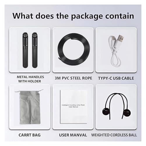 Smart Jump Rope,Cordless Jump Rope with LCD Display Counter,APP Data Analysis,Cordless Ball Counterweight Skipping Rope,Suitable for Women, Men, all Age Groups Adjustable Skipping Rope (Black) 7