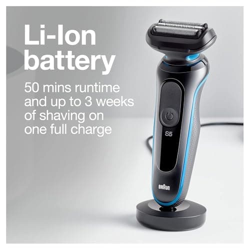 Braun Series 5 5049cs Electric Shaver with Charging Stand, Beard Trimmer, Face Shaver, Wet & Dry, Rechargeable, Cordless Foil Shaver, Blue 6