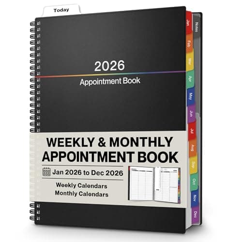 Dunwell 2026 Daily Planner, 8.5x11 Appointment Book with 15-Minute Schedule, Colorful Tabs, Lay-Flat Design, Thick No-Bleed Pages