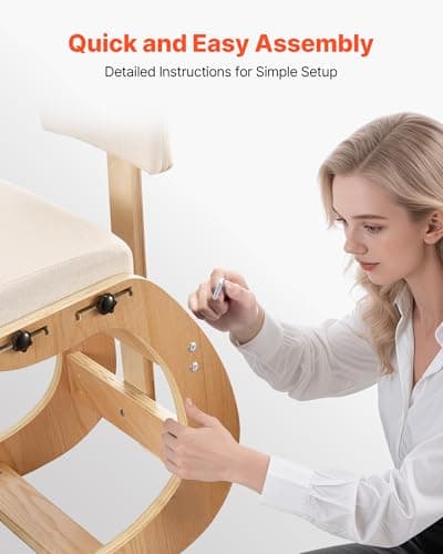VEVOR Ergonomic Kneeling Chair, Wooden Posture Knee Chair with Adjustable Thick Foam Cushions, Backrest and Wood Frame, Adjustable Height, Relief for Neck or Back Pain for Home, Office or Meditation 8