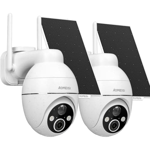 Aomeisi G2 Solar Security Camera Outdoor,360°View Pan/Tilt,Two-Way Talk,Easy to Setup,Audible Flashlight Alarm,Motion Alert,SD Slot Cloud Storage,Tech Support,Work with Alexa Google Home,CloudEdge